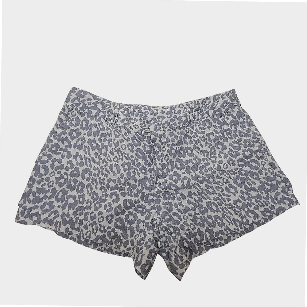 Cynthia Rowley Animal Print‎ Chino Shorts Grey Cream Leopard 3" Size 4